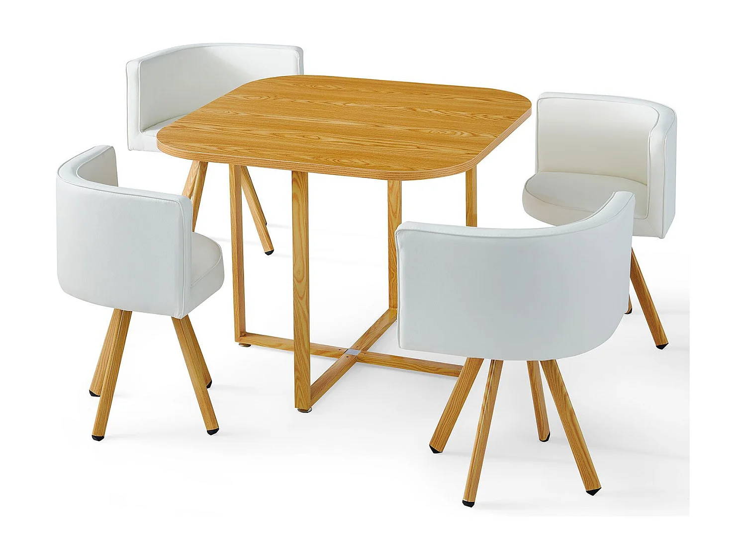 Skandinavischer Esstisch-Set Oslo Weiß & Eiche - 4 moderne Designstühle