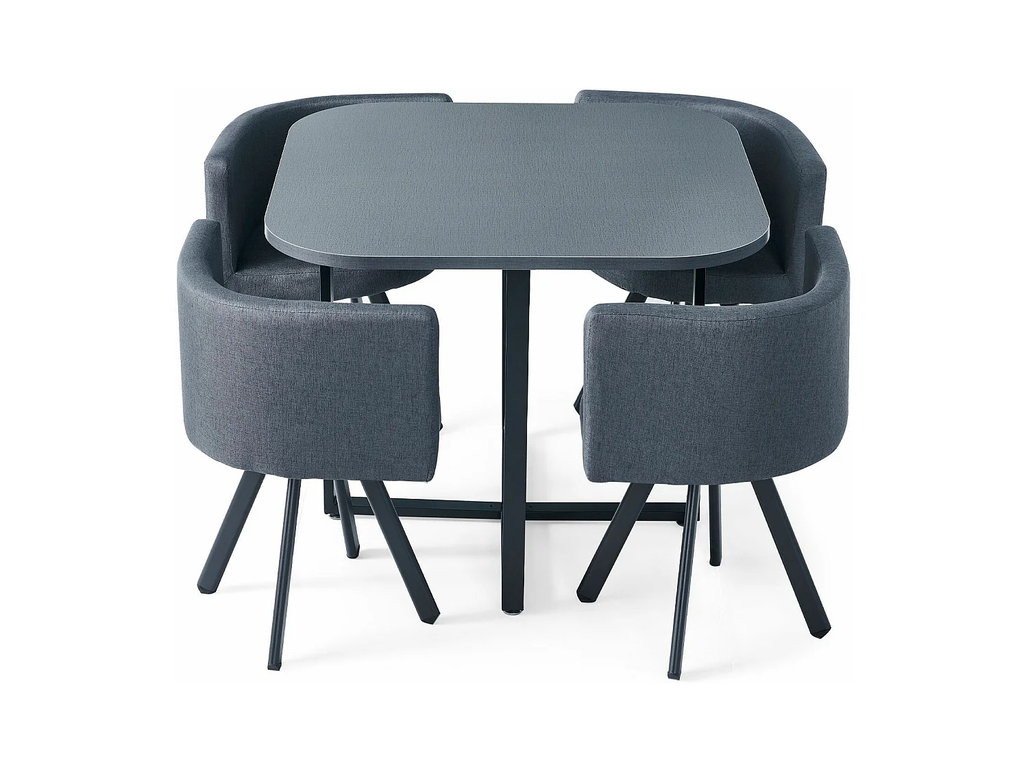 Table et chaises Oslo Gris et Tissu Gris