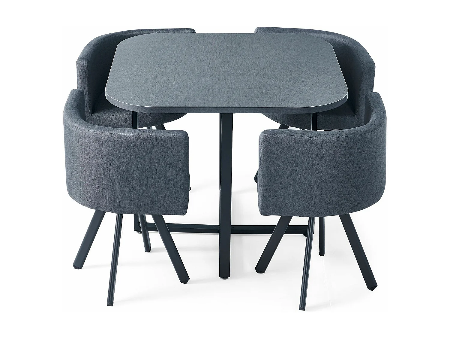 Tavolo e sedie Oslo grigie e tessuto grigio