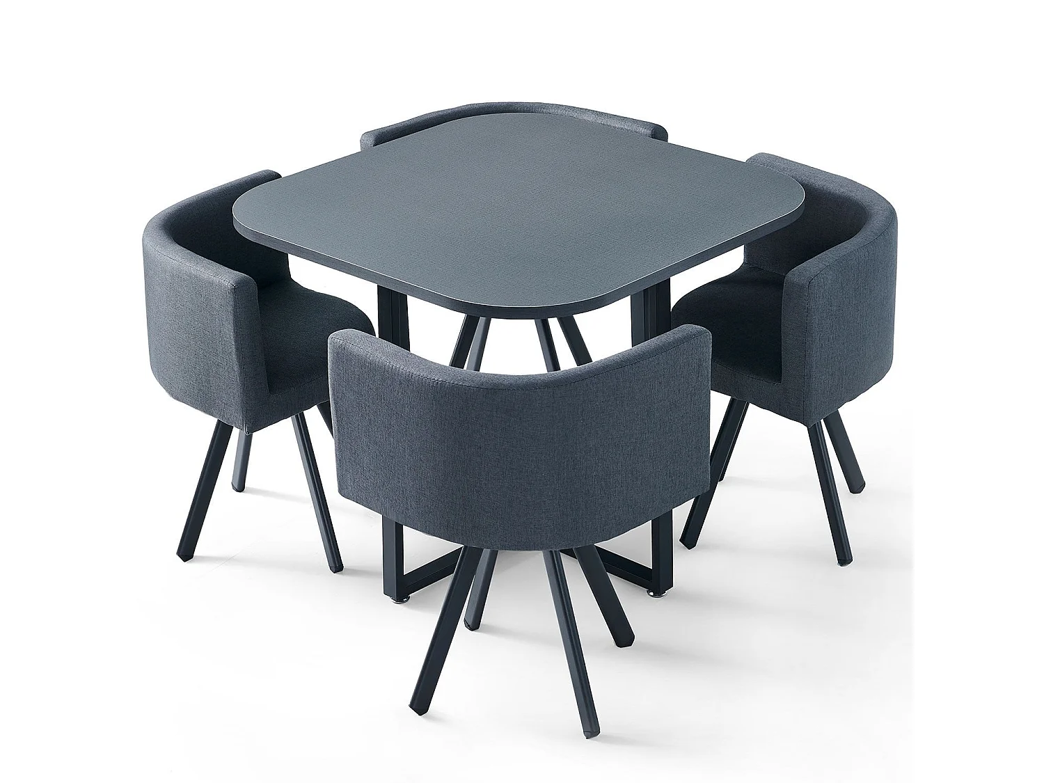 Tavolo e sedie Oslo grigie e tessuto grigio