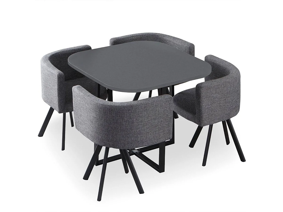 Essgruppe & 4 Design Stühle "Normi" Grau Modern