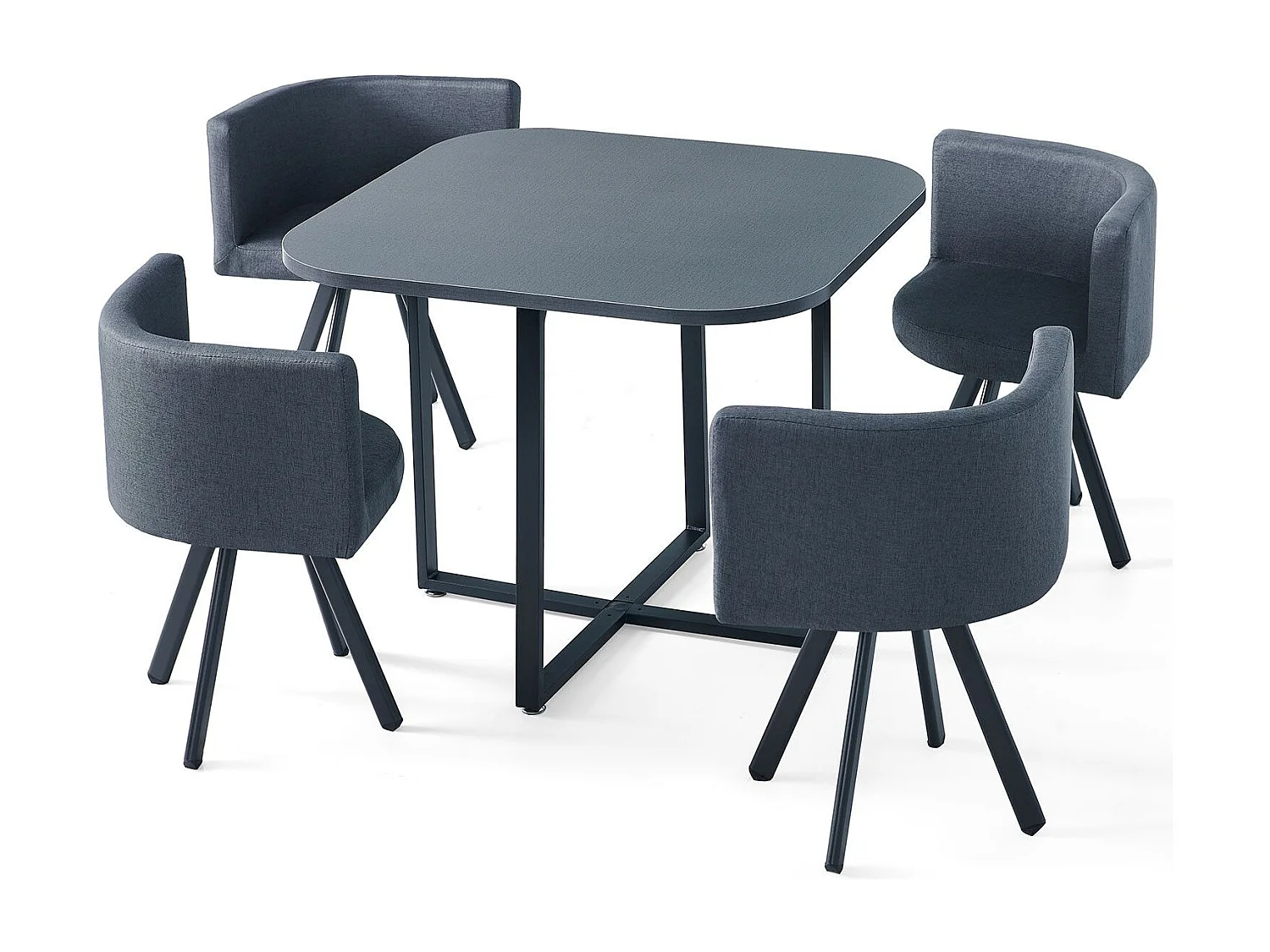 Essgruppe & 4 Design Stühle "Normi" Grau Modern