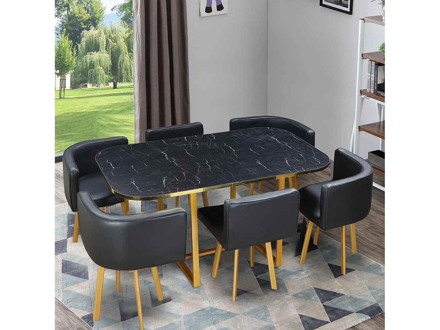 Ensemble Table & Chaises "Oslo" 150cm Noir