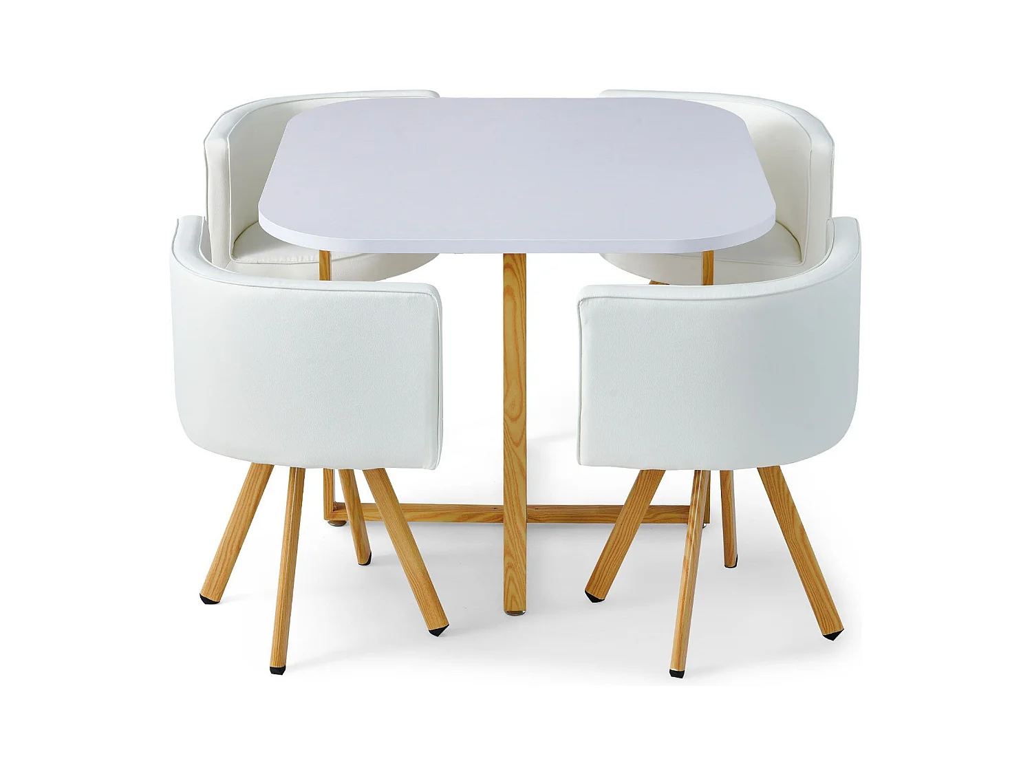 Essgruppe & 4 Skandinavische Stühle Weiß "Oslo" Modernes Design