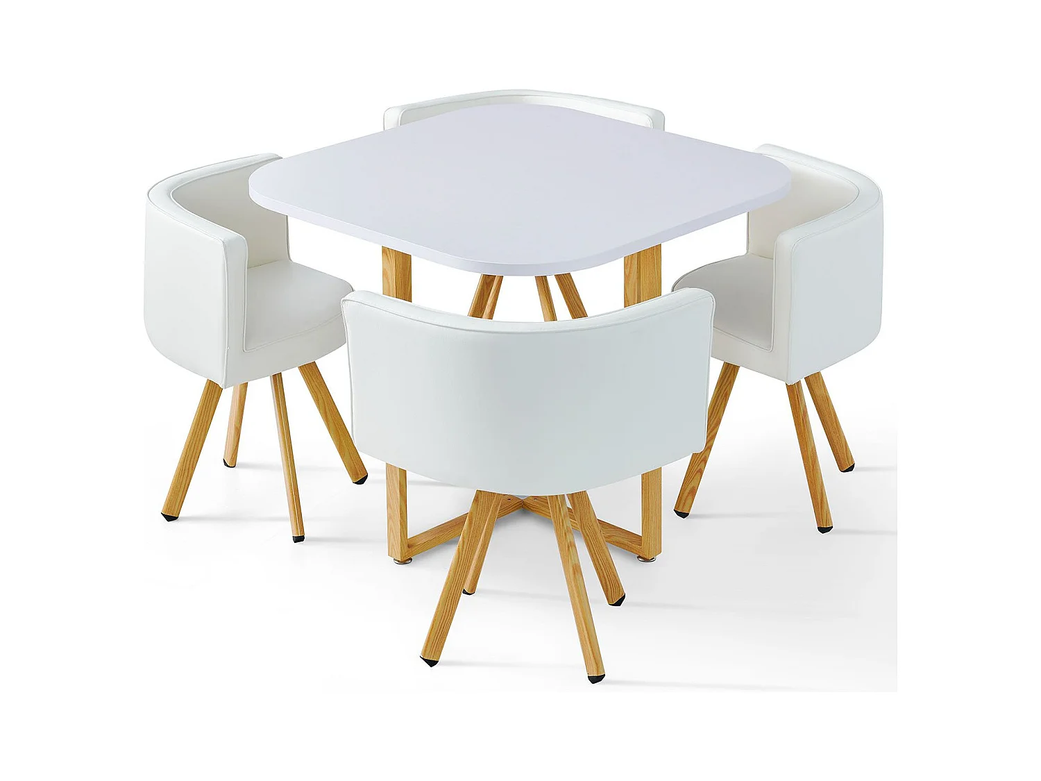 Essgruppe & 4 Skandinavische Stühle Weiß "Oslo" Modernes Design