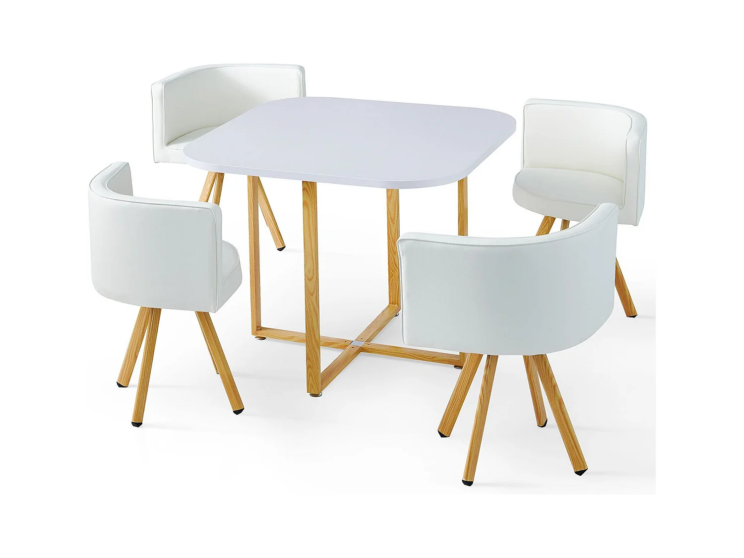 Essgruppe & 4 Skandinavische Stühle Weiß "Oslo" Modernes Design