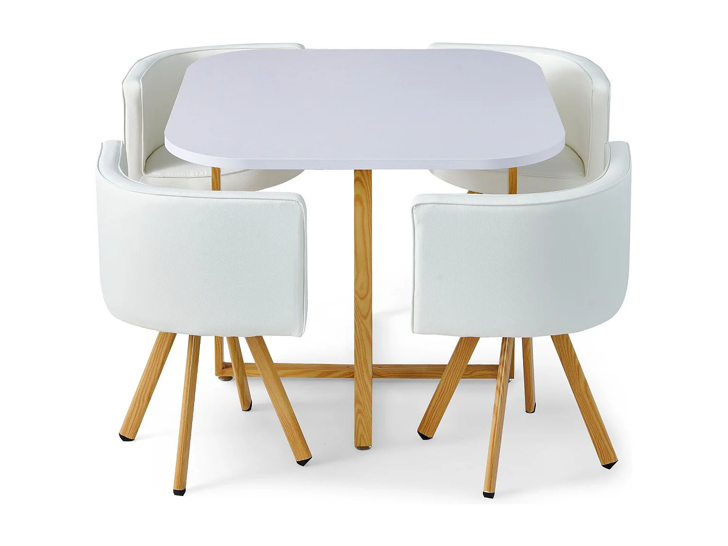 Ensemble Table de Repas & 4 Chaises Design "Norway" Blanc