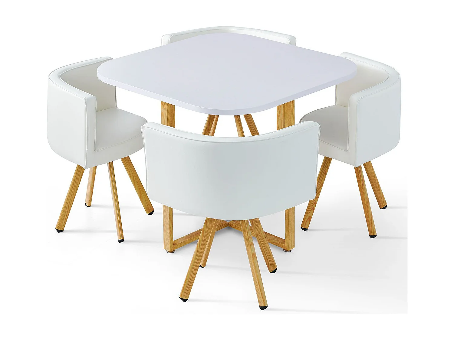 Ensemble Table de Repas & 4 Chaises Design "Norway" Blanc
