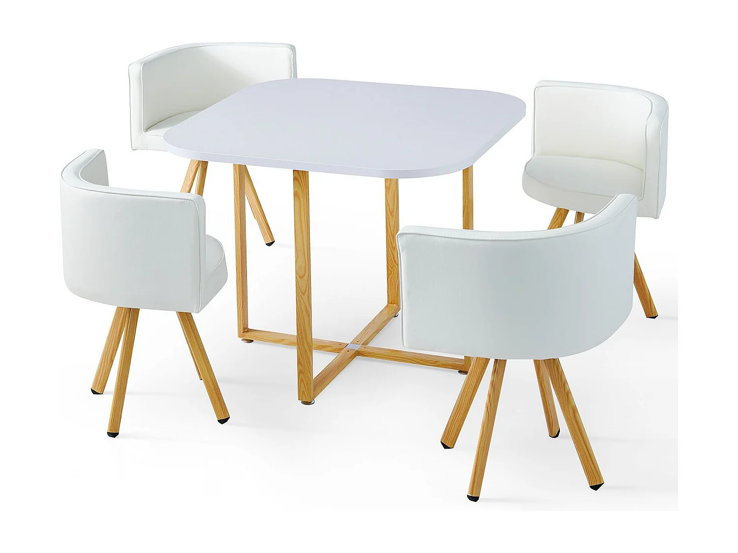 Ensemble Table de Repas & 4 Chaises Design "Norway" Blanc
