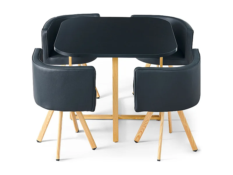 Essgruppe "Oslo" Schwarz Skandinavisches Modernes Design mit Esstisch & 4 Stühlen