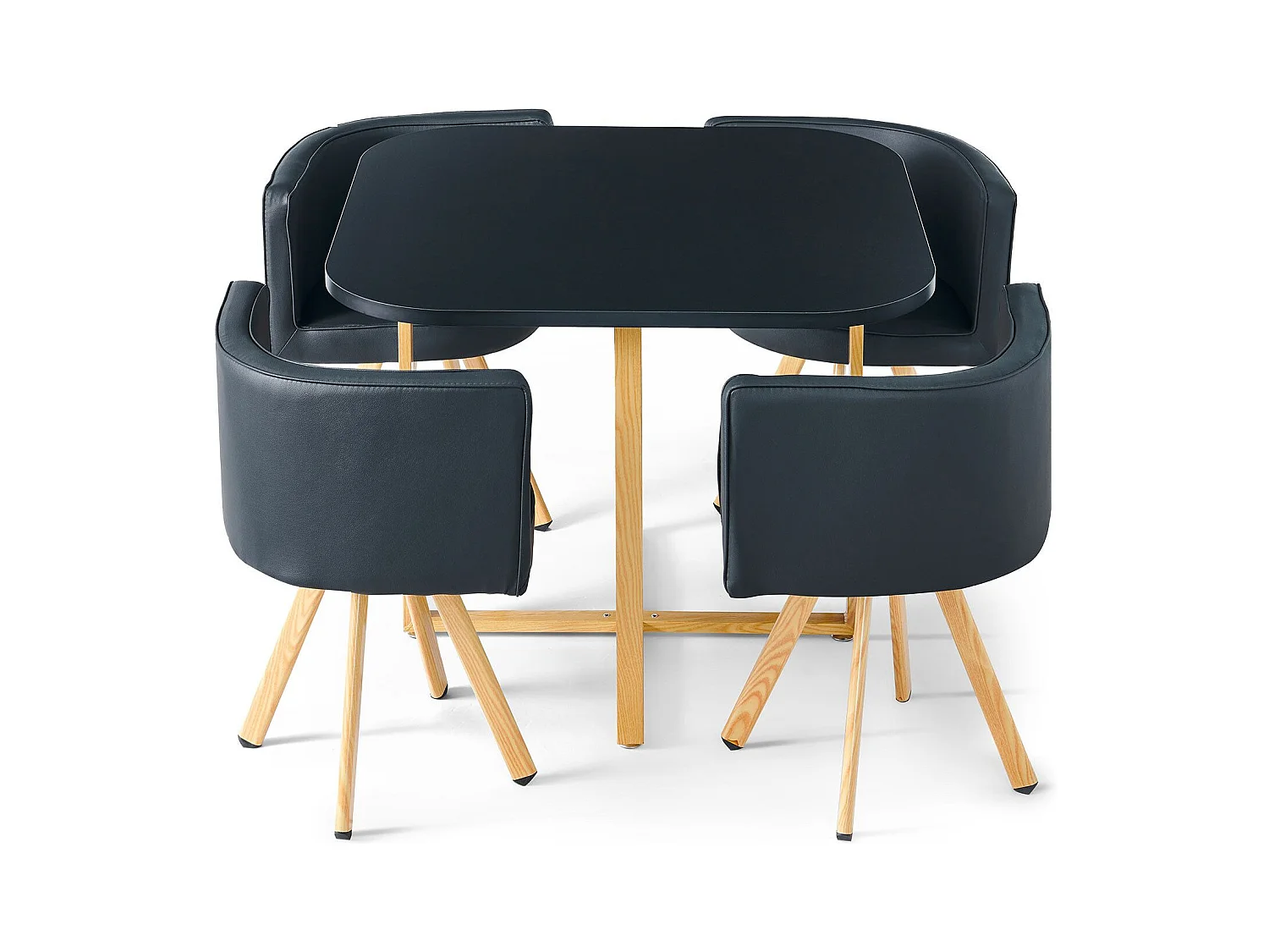 Essgruppe "Oslo" Schwarz Skandinavisches Modernes Design mit Esstisch & 4 Stühlen