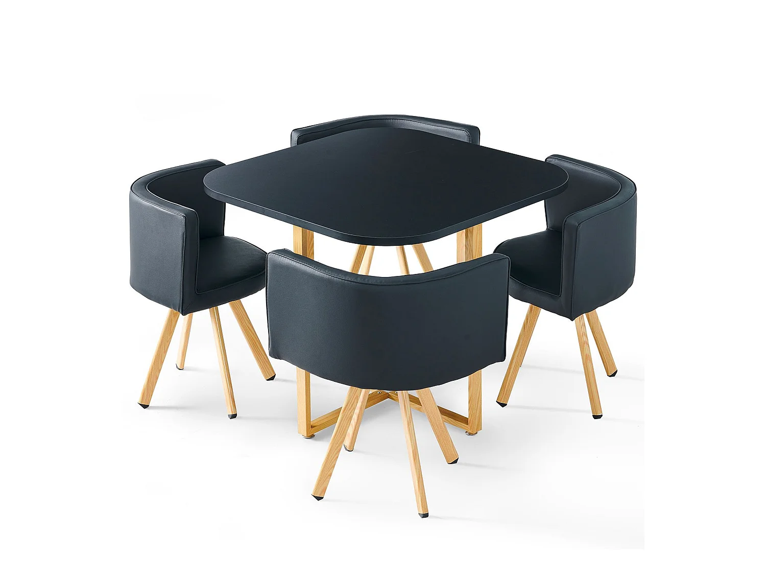 Essgruppe "Oslo" Schwarz Skandinavisches Modernes Design mit Esstisch & 4 Stühlen