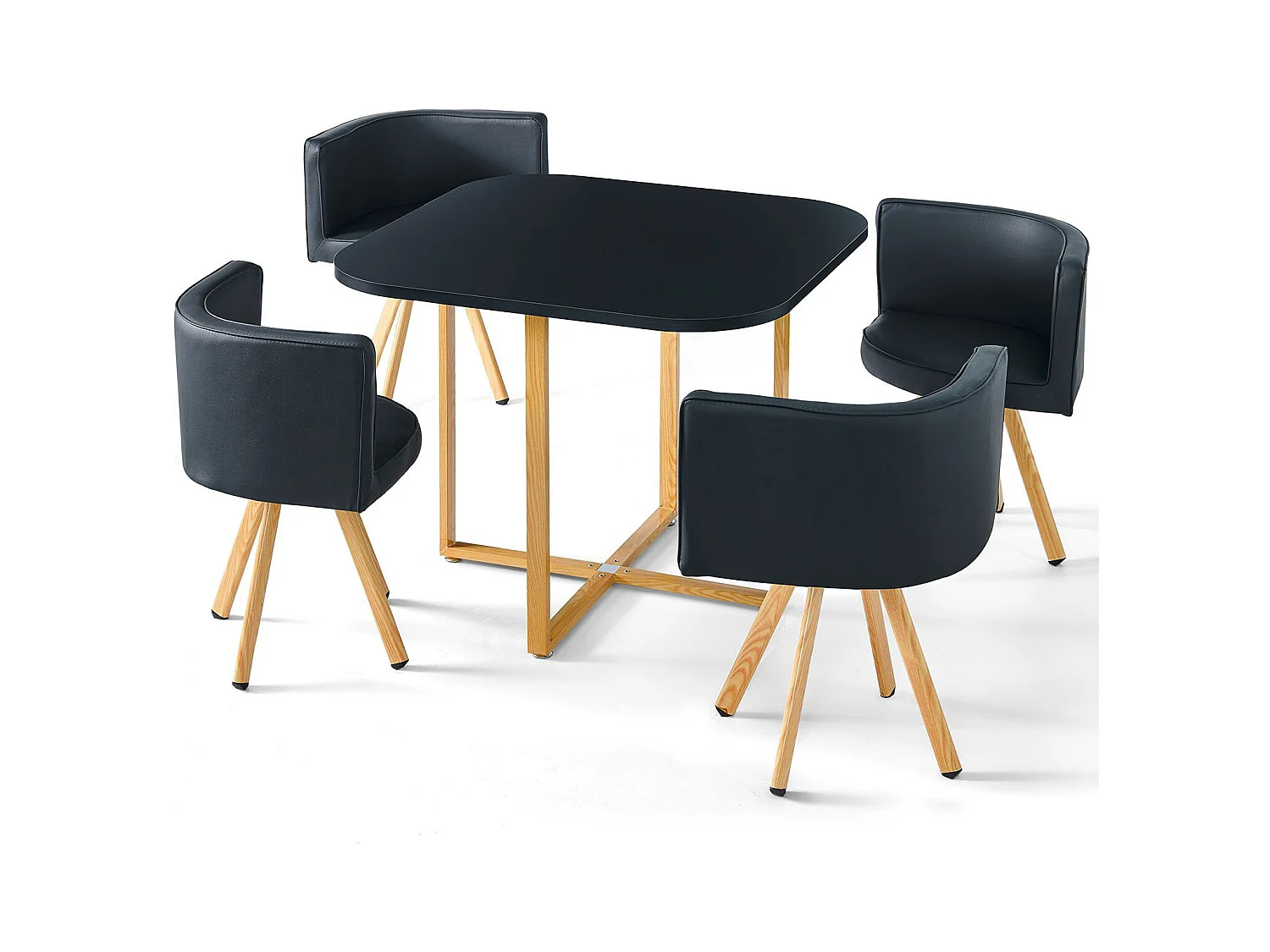 Essgruppe "Oslo" Schwarz Skandinavisches Modernes Design mit Esstisch & 4 Stühlen