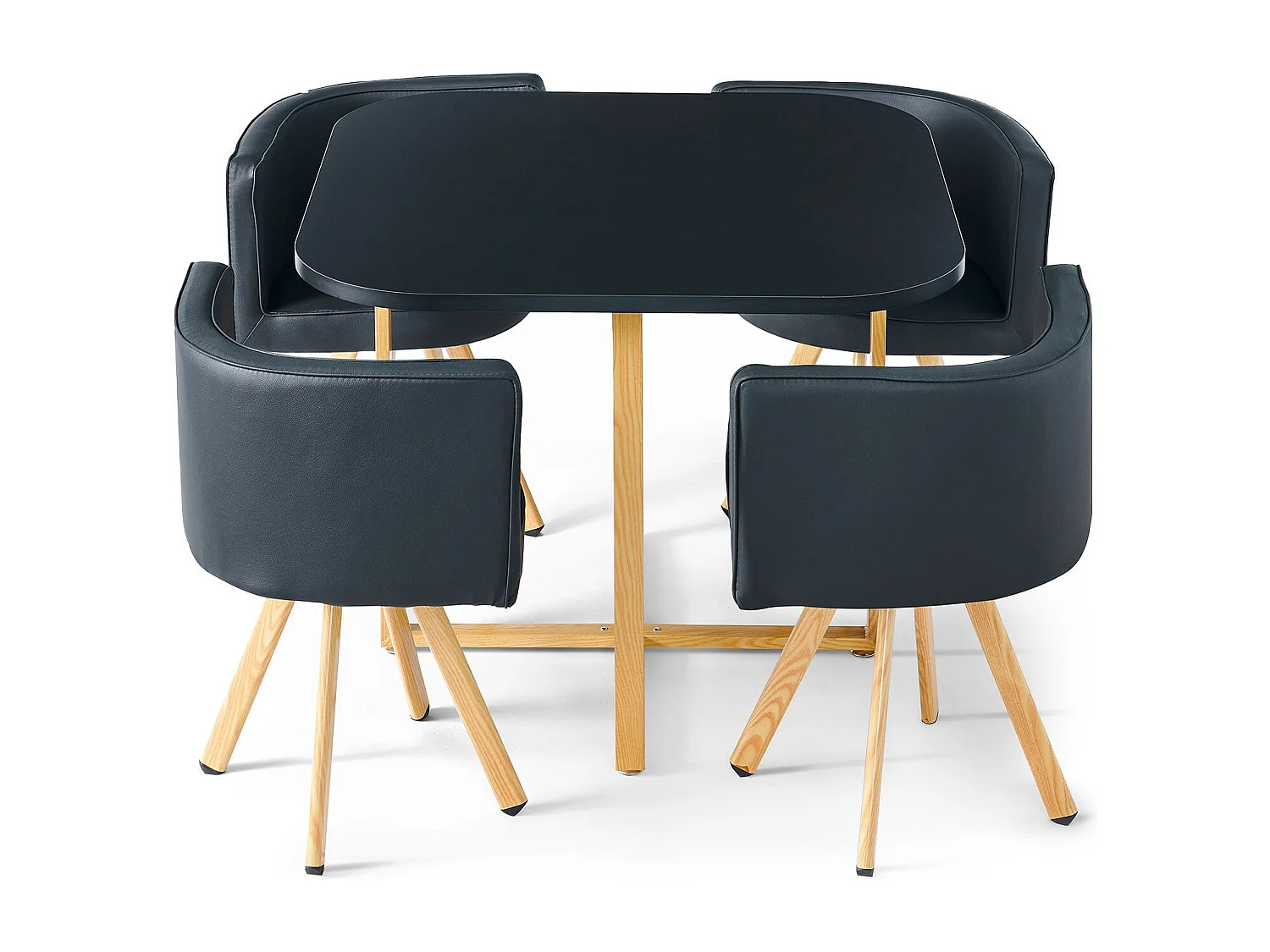 Essgruppe "Oslo" Schwarz Skandinavisches Modernes Design mit Esstisch & 4 Stühlen