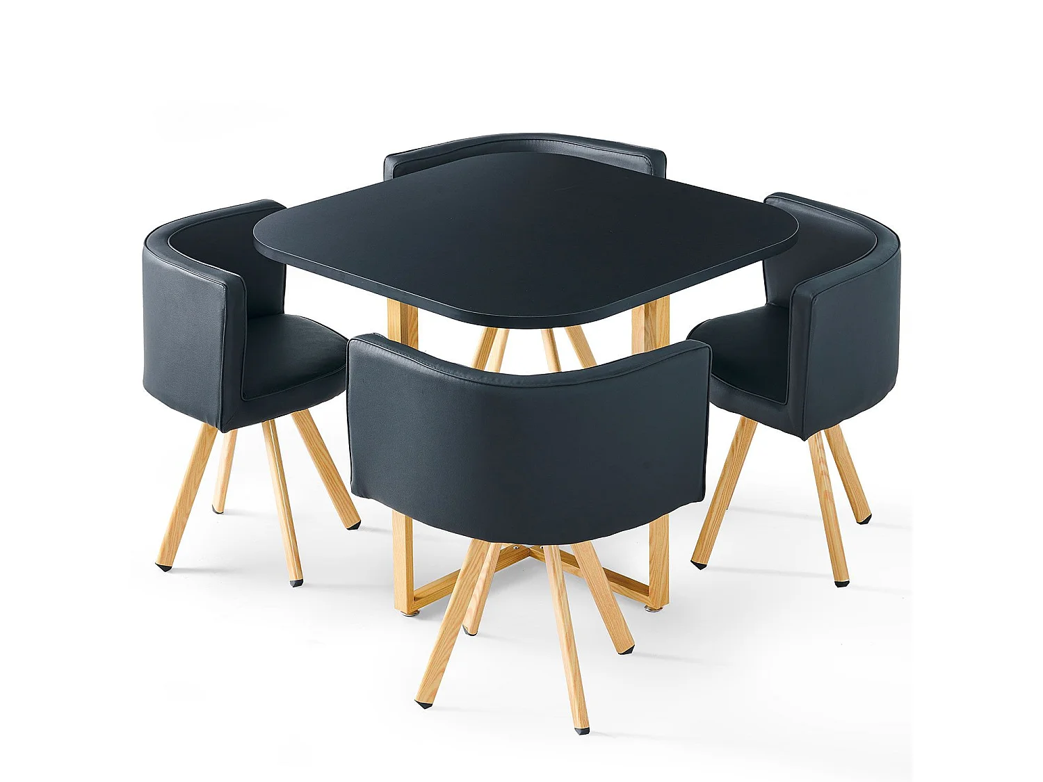 Essgruppe "Oslo" Schwarz Skandinavisches Modernes Design mit Esstisch & 4 Stühlen