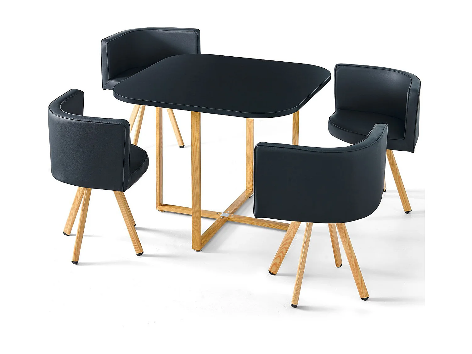 Essgruppe "Oslo" Schwarz Skandinavisches Modernes Design mit Esstisch & 4 Stühlen