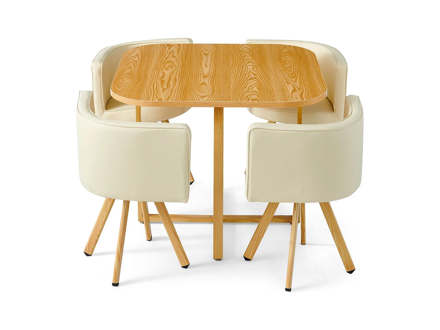 Essgruppe & 4 Stühle Skandinavisches Design "Oslo" Beige