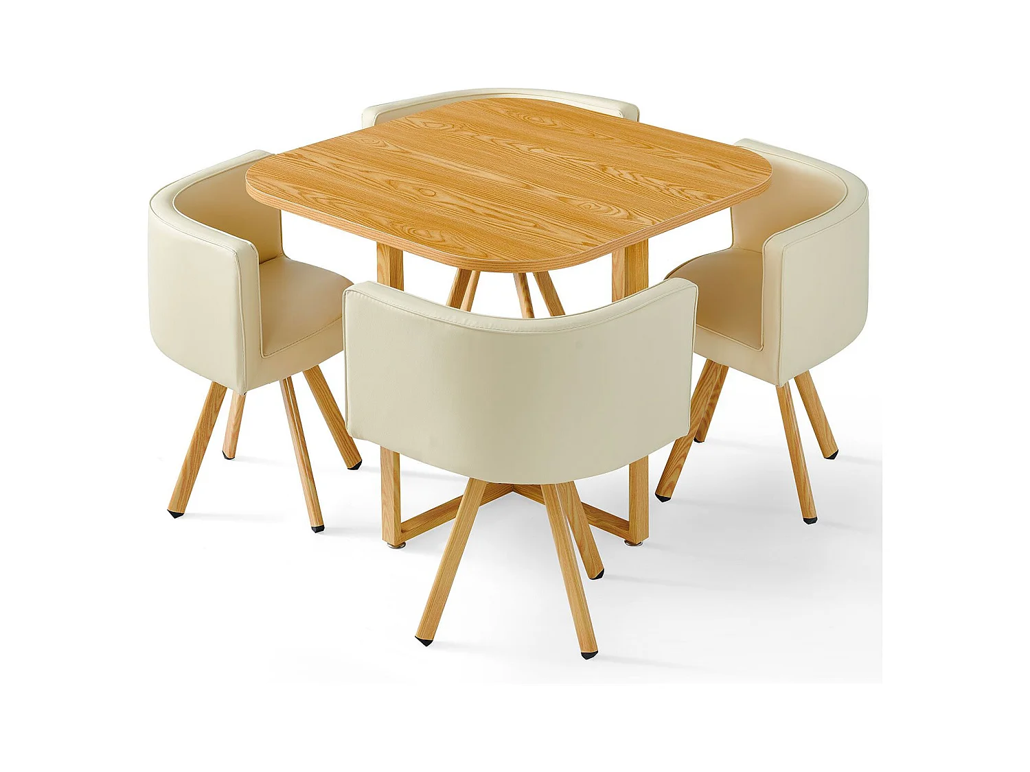 Essgruppe & 4 Stühle Skandinavisches Design "Oslo" Beige