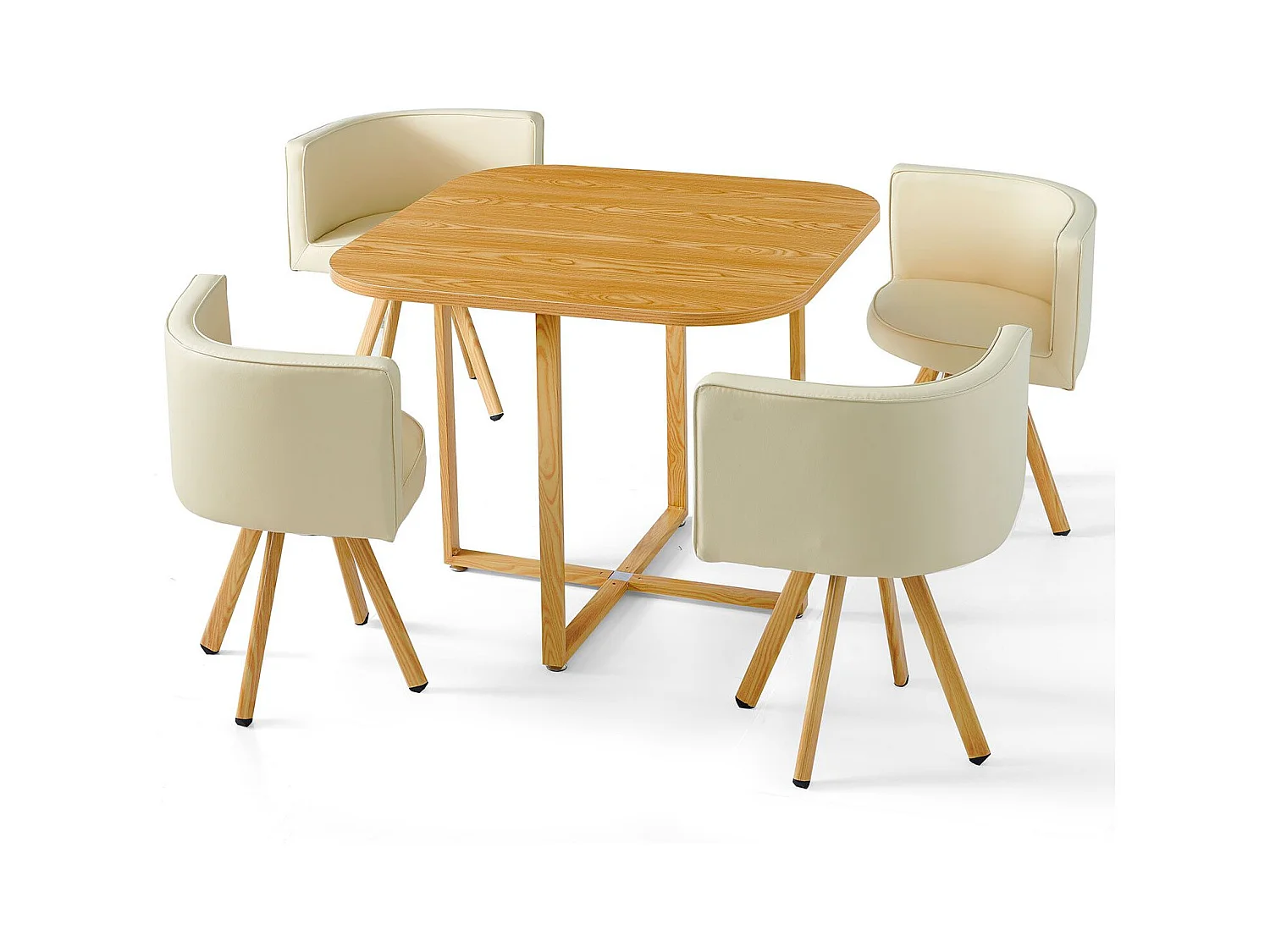 Essgruppe & 4 Stühle Skandinavisches Design "Oslo" Beige