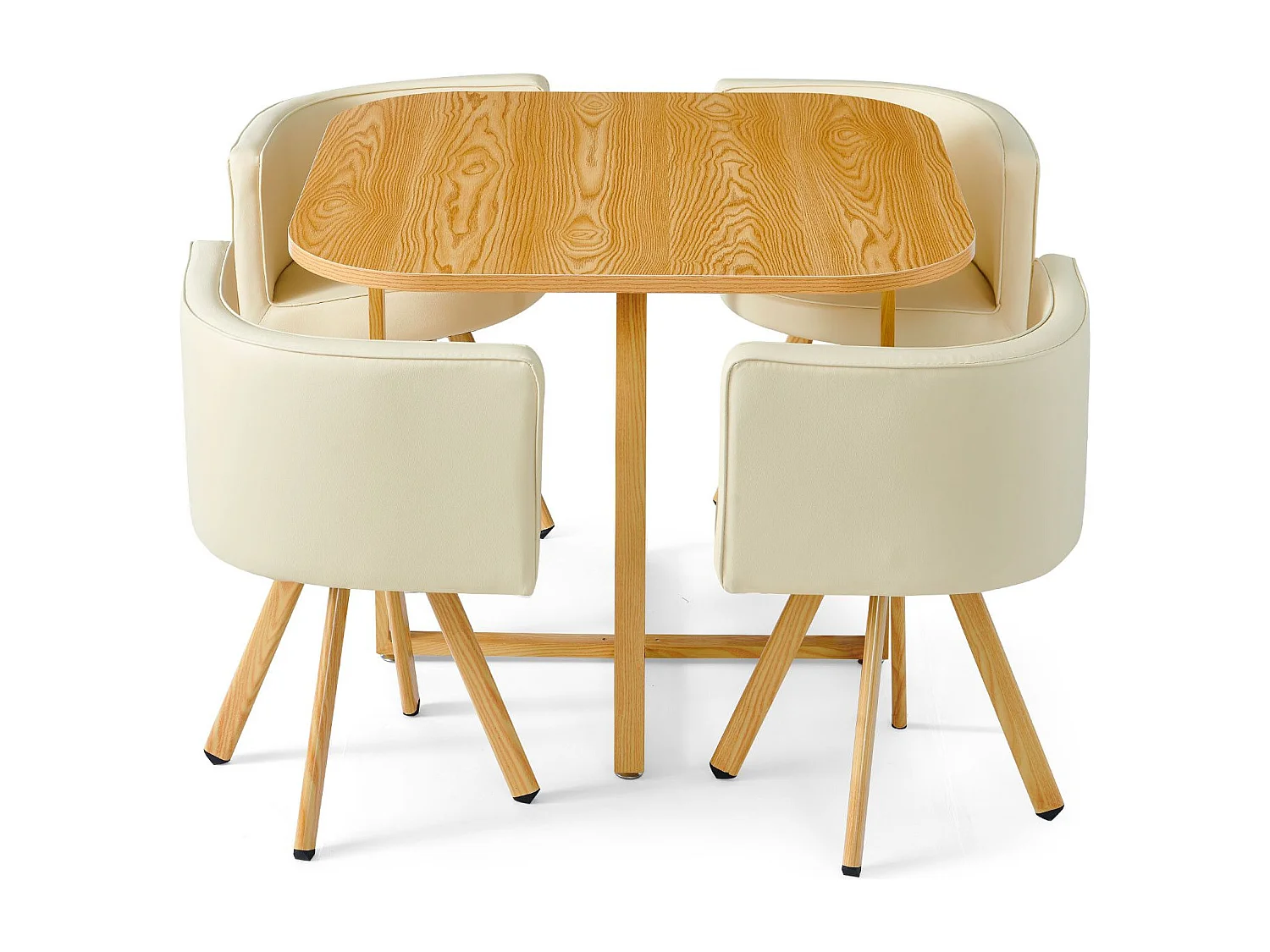 Essgruppe & 4 Stühle Skandinavisches Design "Oslo" Beige