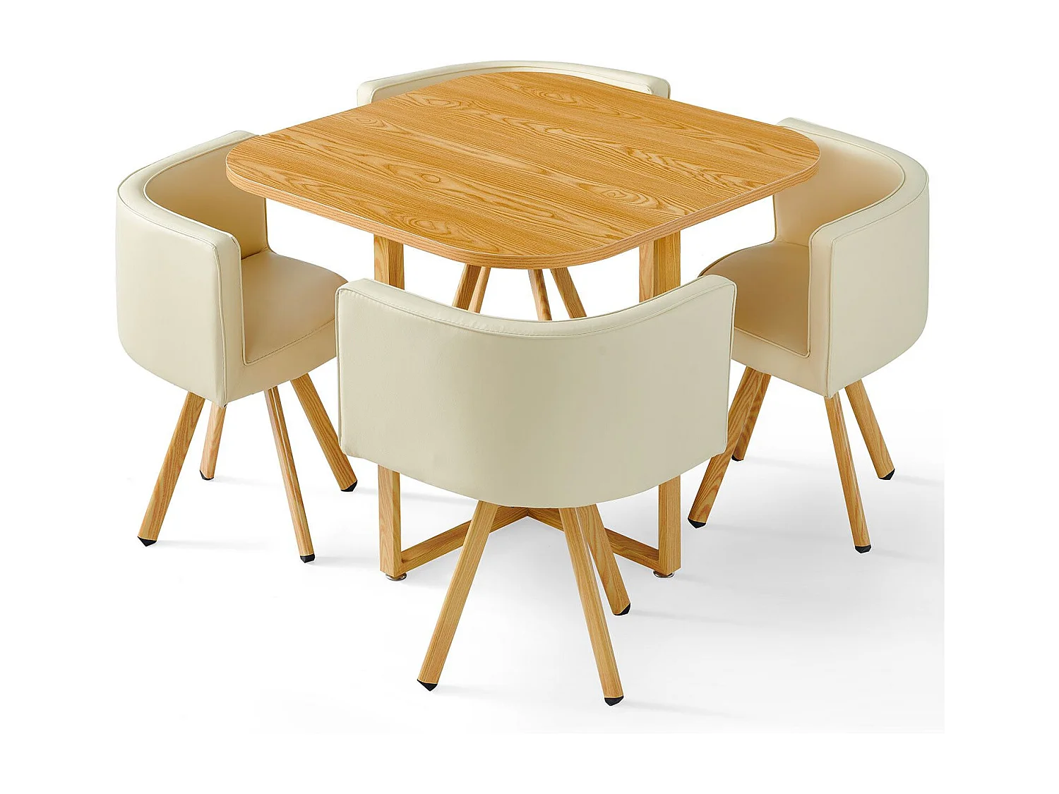 Essgruppe & 4 Stühle Skandinavisches Design "Oslo" Beige