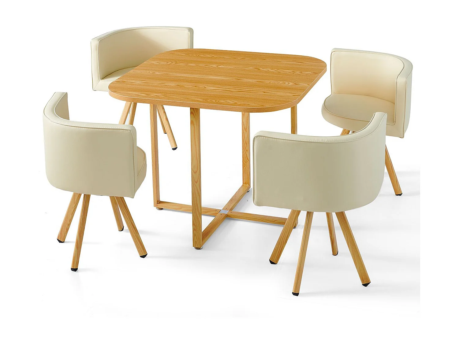 Essgruppe & 4 Stühle Skandinavisches Design "Oslo" Beige