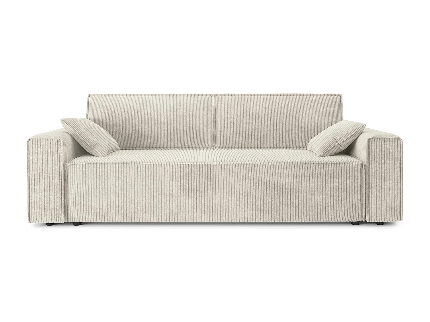 Canapé droit MIRAGE convertible velours côtelé beige