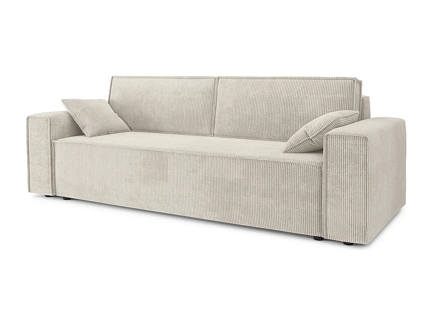 Canapé droit MIRAGE convertible velours côtelé beige