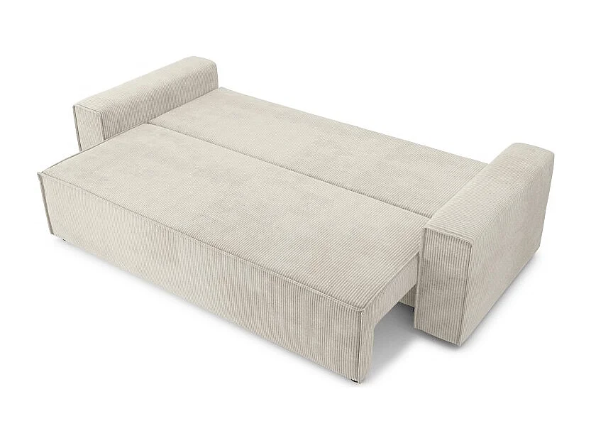 Canapé droit MIRAGE convertible velours côtelé beige