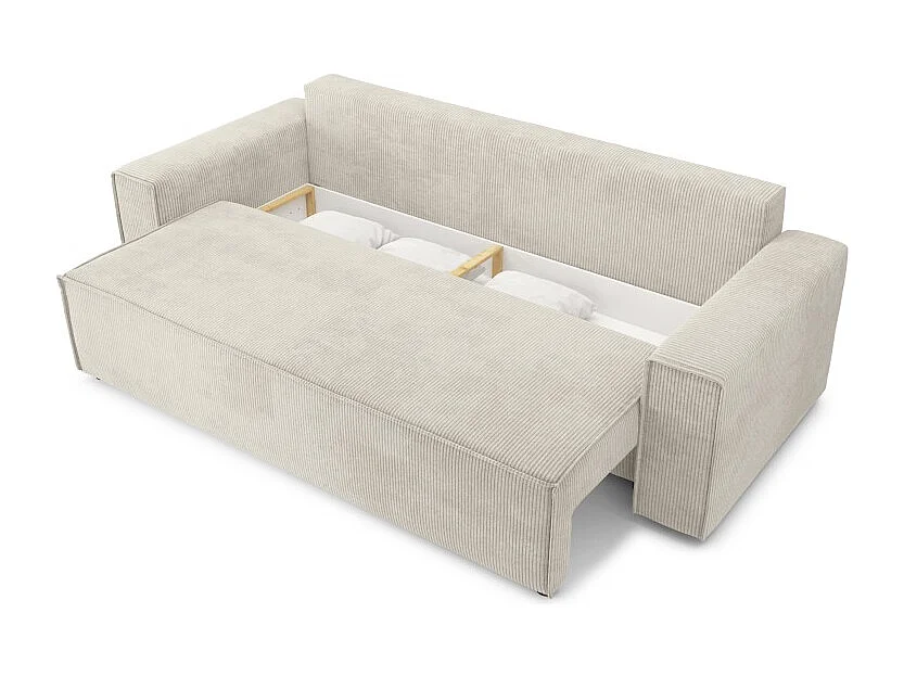 Canapé droit MIRAGE convertible velours côtelé beige