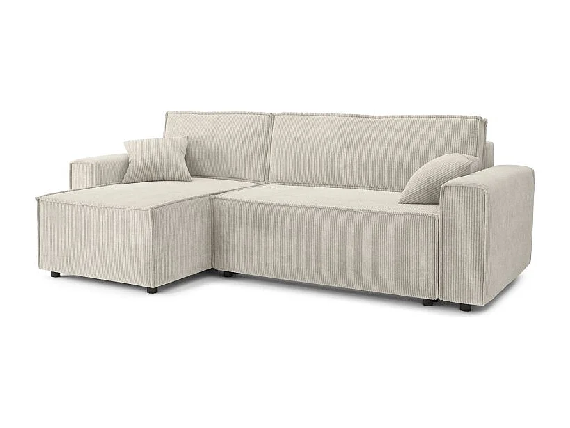 Canapé d'angle MIRAGE convertible et réversible velours côtelé beige