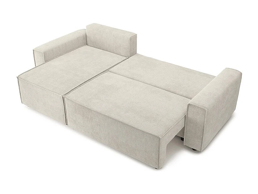 Canapé d'angle MIRAGE convertible et réversible velours côtelé beige