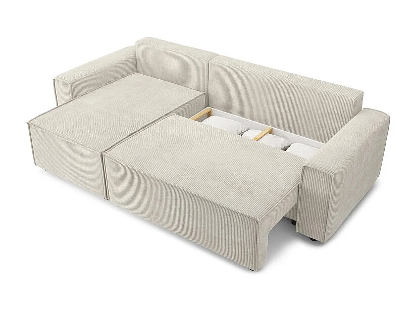 Canapé d'angle MIRAGE convertible et réversible velours côtelé beige