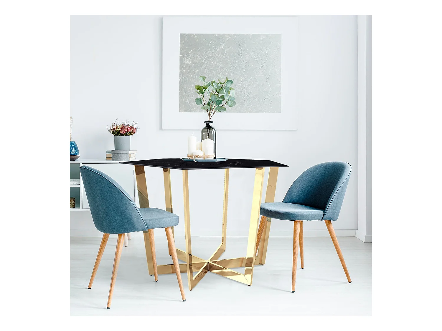 Table de Repas Design "Dizazi" 120cm Noir & Or