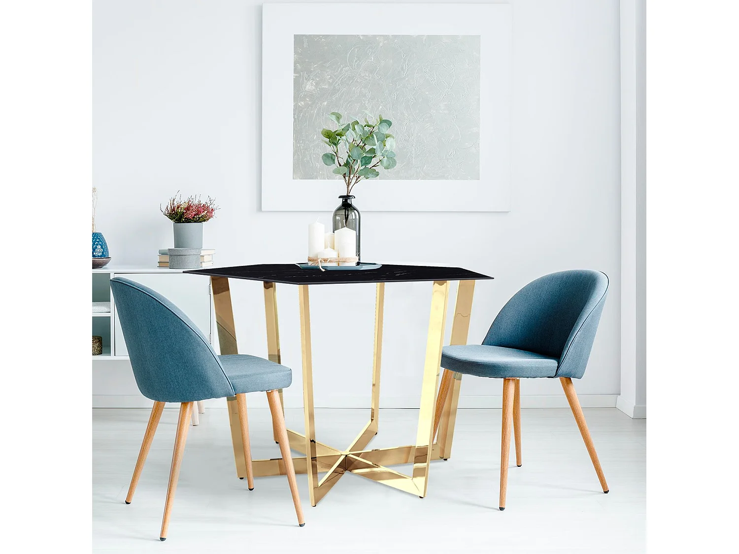 Table de Repas Design "Dizazi" 120cm Noir & Or