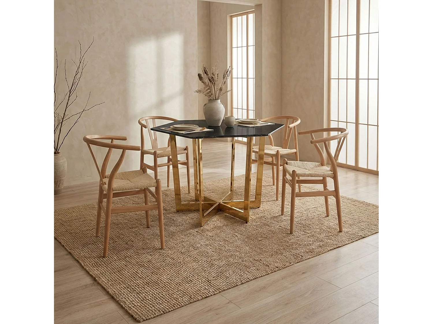 Table de Repas Design "Dizazi" 120cm Noir & Or