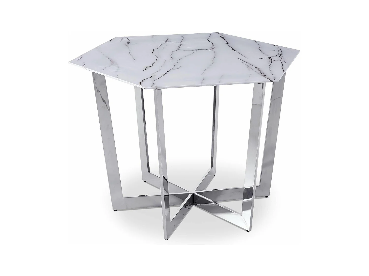 Table de Repas Design "Dizazi" 120cm Blanc & Argent
