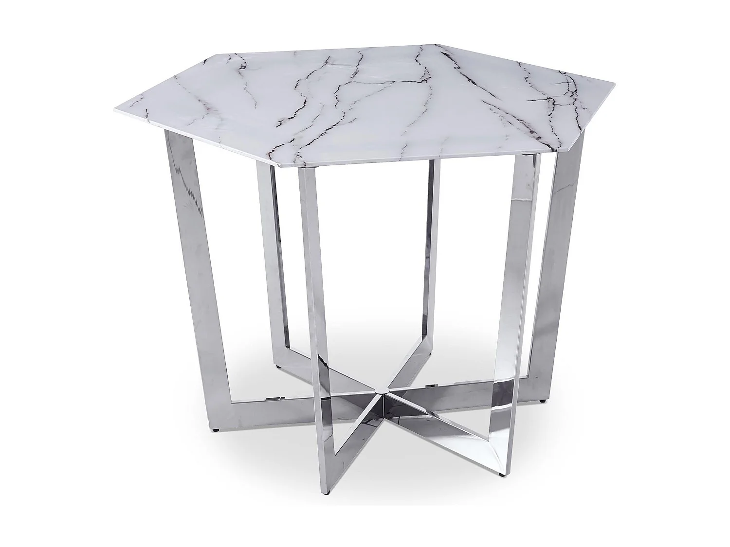 Table de Repas Design "Dizazi" 120cm Blanc & Argent