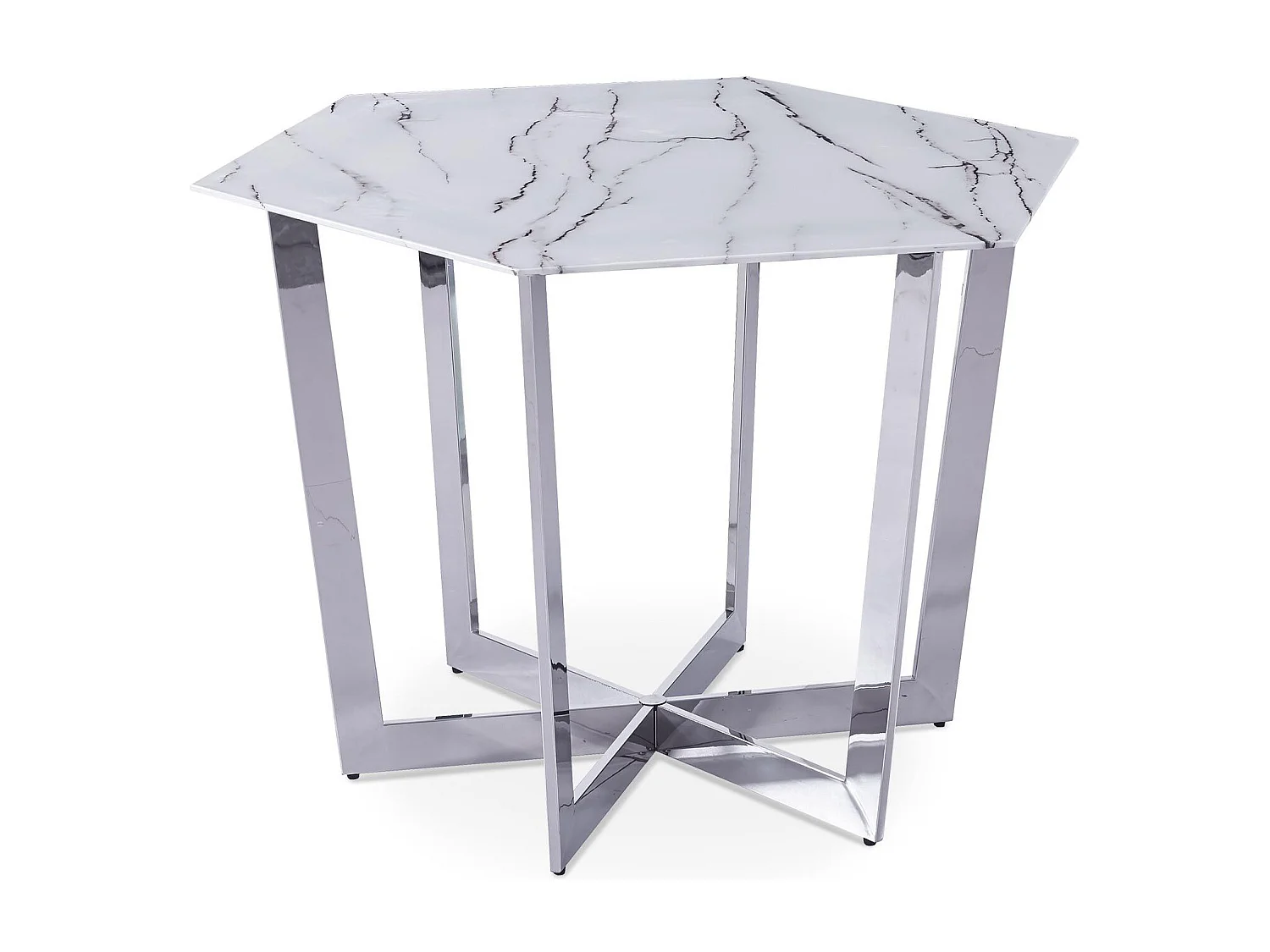 Table de Repas Design "Dizazi" 120cm Blanc & Argent
