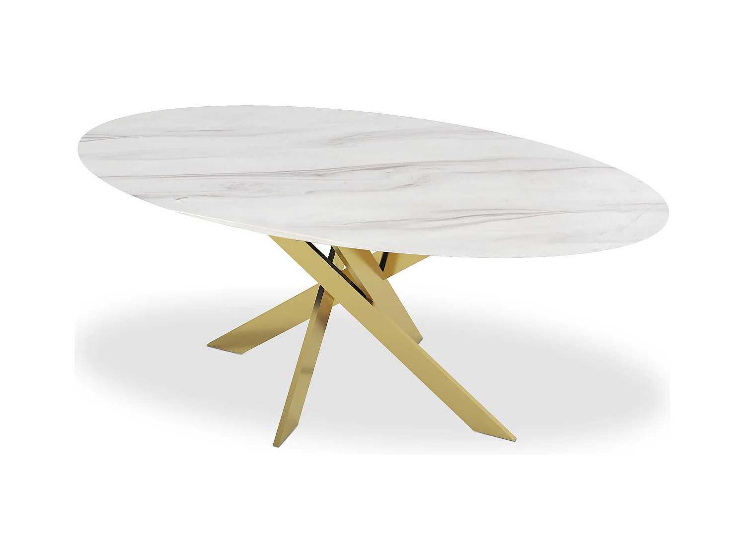 Table de Repas Design "Octavo" 180cm Blanc & Or