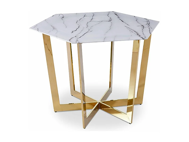 Table de Repas Design "Dizazi" 120cm Blanc & Or
