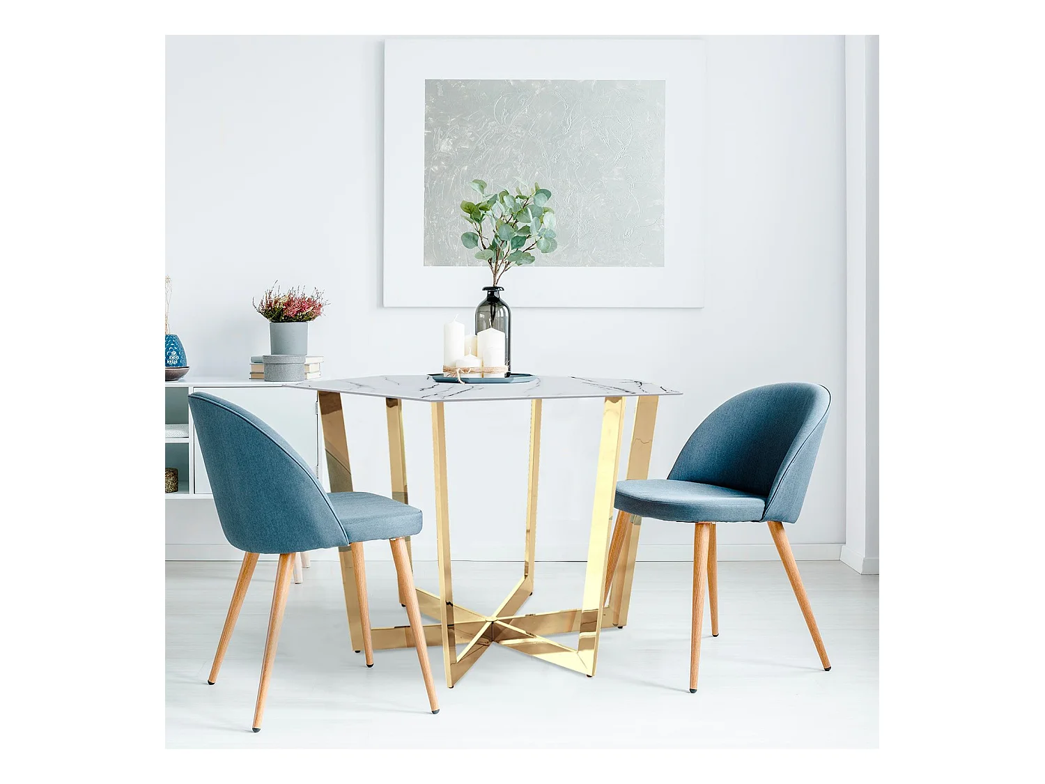 Table de Repas Design "Dizazi" 120cm Blanc & Or