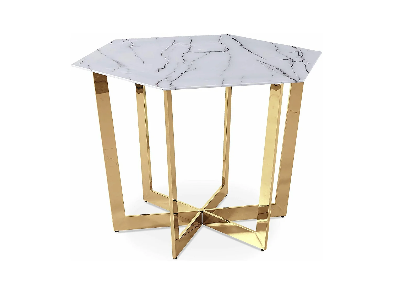 Table de Repas Design "Dizazi" 120cm Blanc & Or