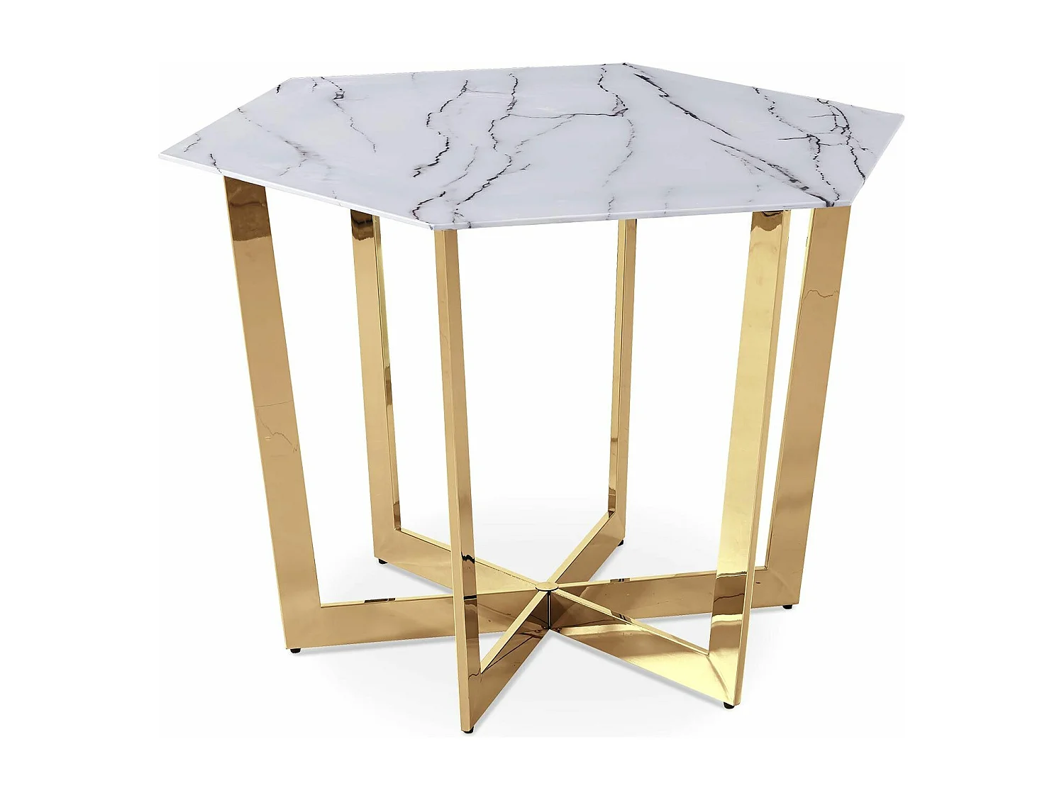 Table de Repas Design "Dizazi" 120cm Blanc & Or