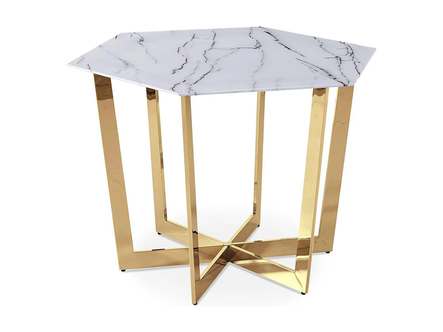 Table de Repas Design "Dizazi" 120cm Blanc & Or