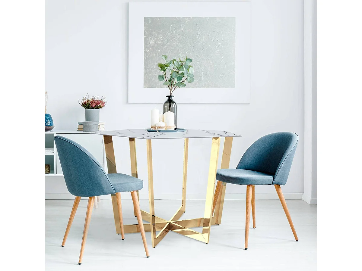 Table de Repas Design "Dizazi" 120cm Blanc & Or