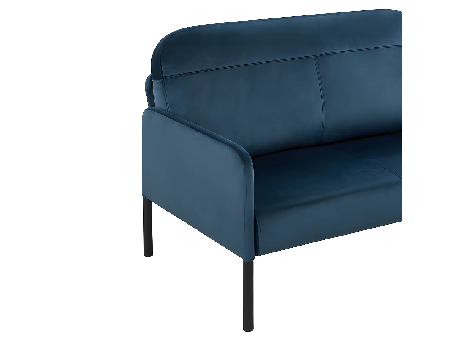 Canapé droit LIAM en velours bleu fixe