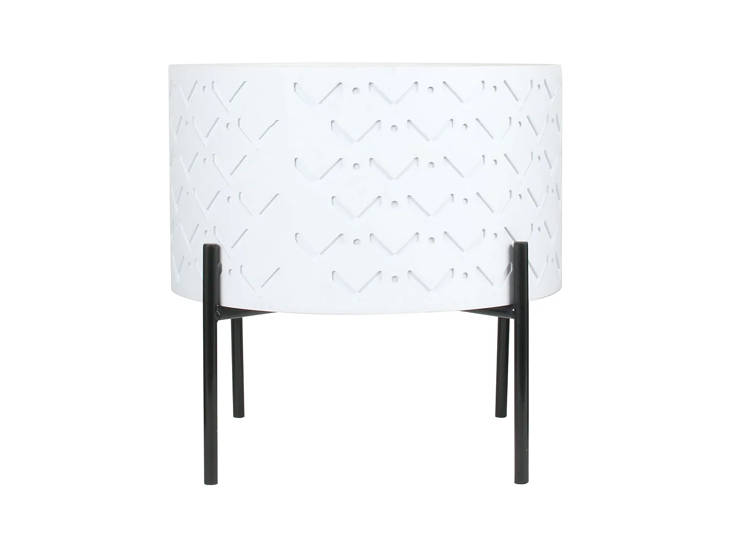 Table D Appoint Coffre Bois A Motif Blanc Blanc, Noir