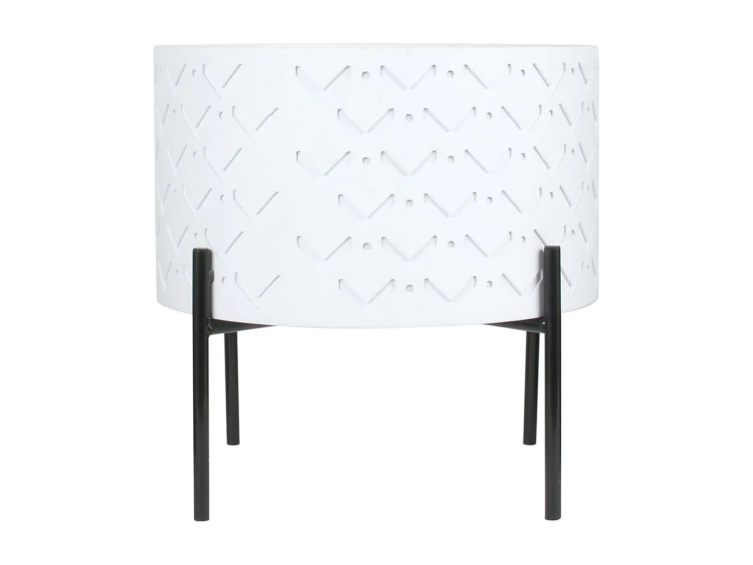 Table D Appoint Coffre Bois A Motif Blanc Blanc, Noir