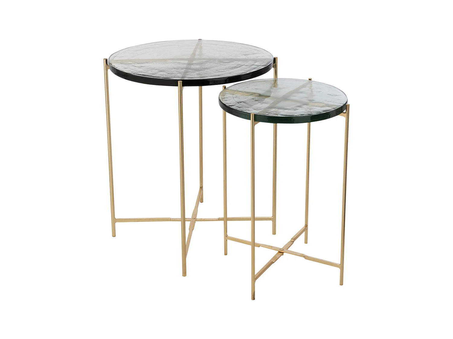 Lot de 2 Tables Gigognes "Obi" 58cm Transparent & Or